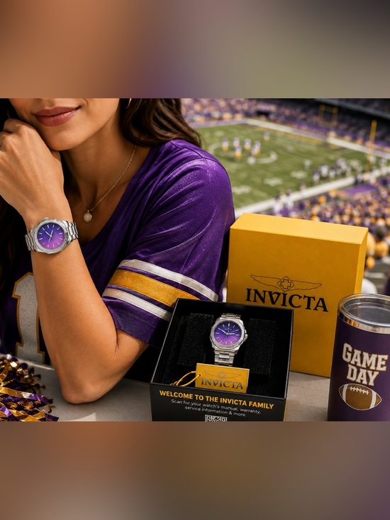 Invicta Accessories - Invicta Silver Watch with Purple Dial
